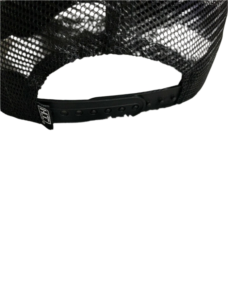 HIGHLAND TACTICAL black mesh snapback trucker hat with USA flag patch and adjustable closure