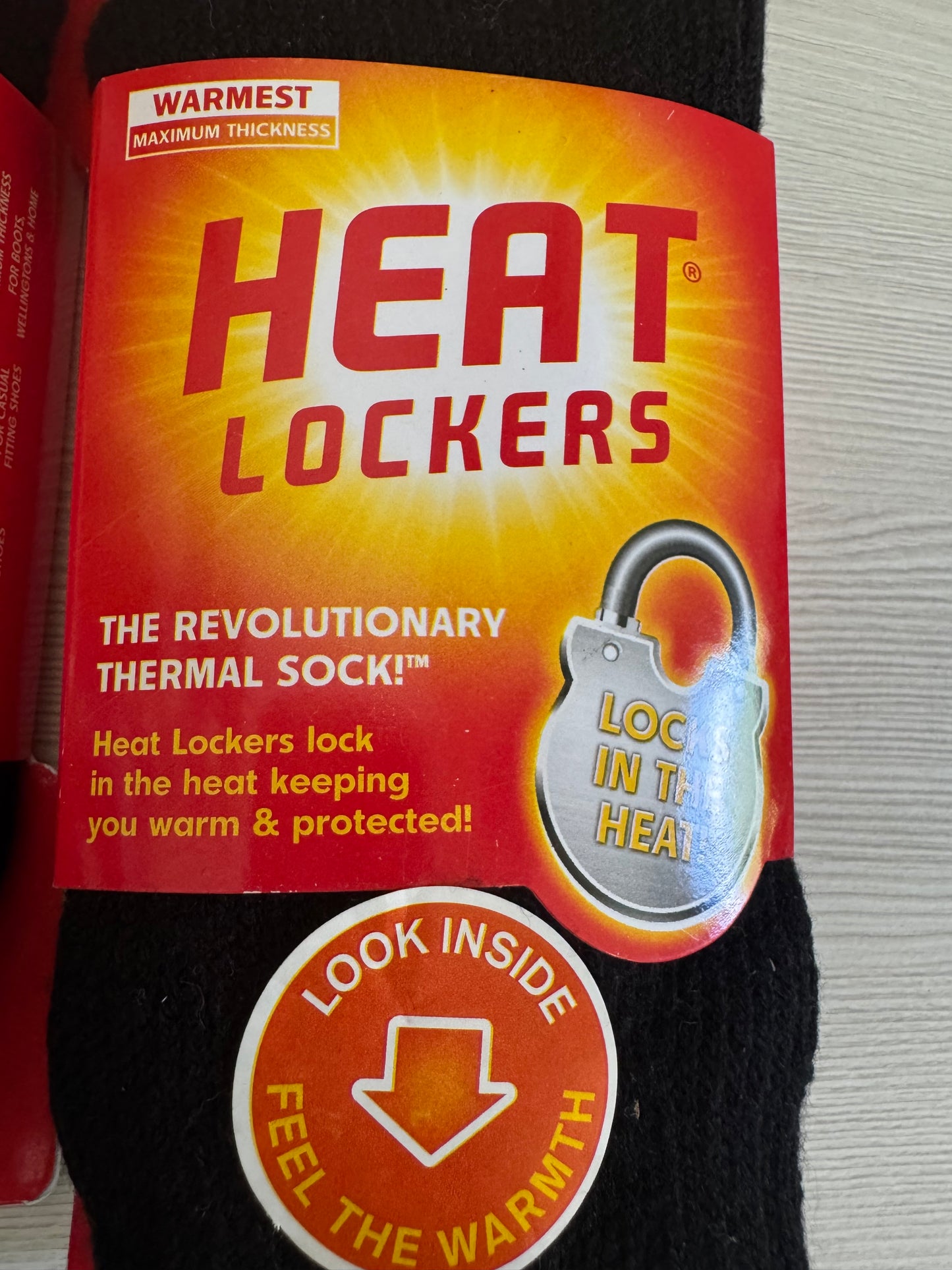 Heat Lockers warmest max thickness unisex thermal socks with brushed lining and red packaging
