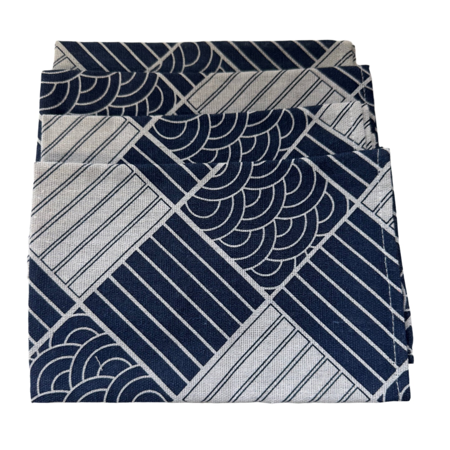 Napkins Japanese 16" x 16" 4 pcs Navy Blue/White