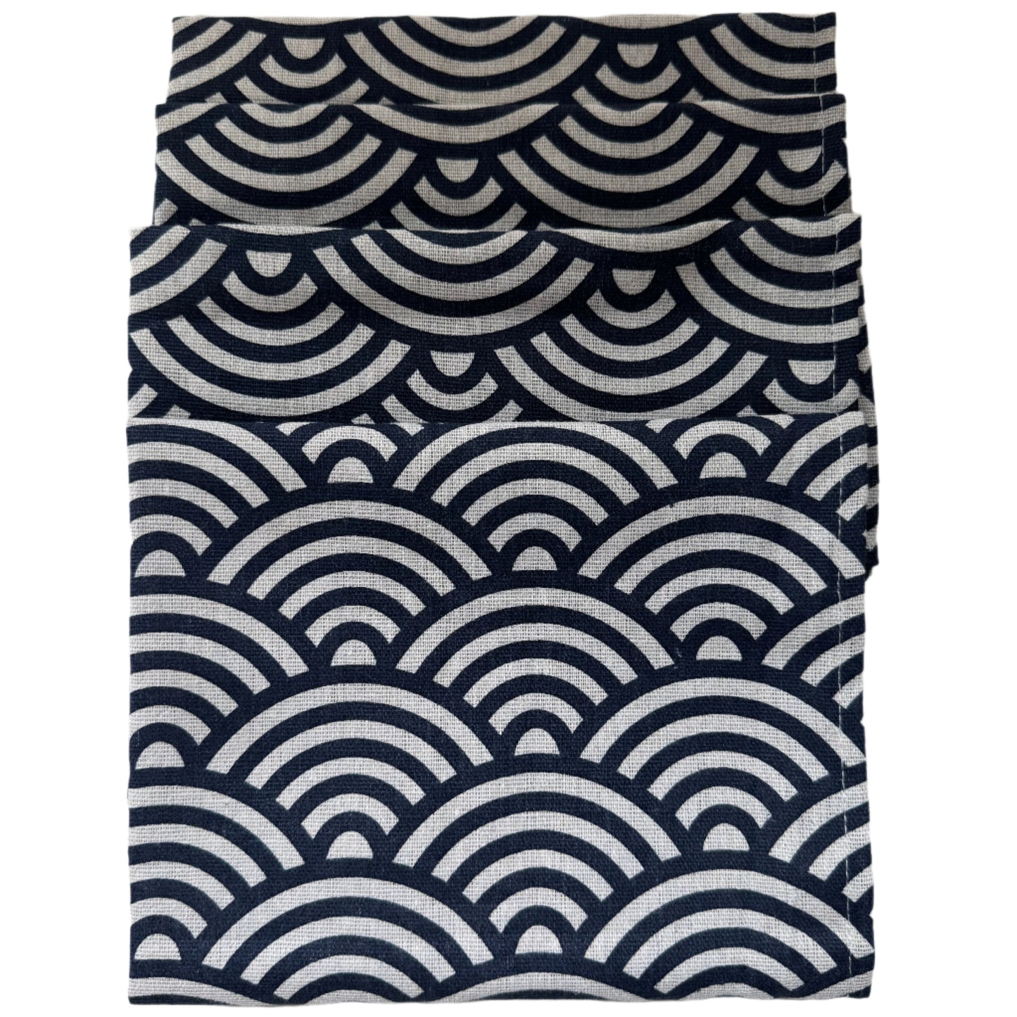 Napkins Japanese 16" x 16" 4 pcs Navy Blue/White Shell