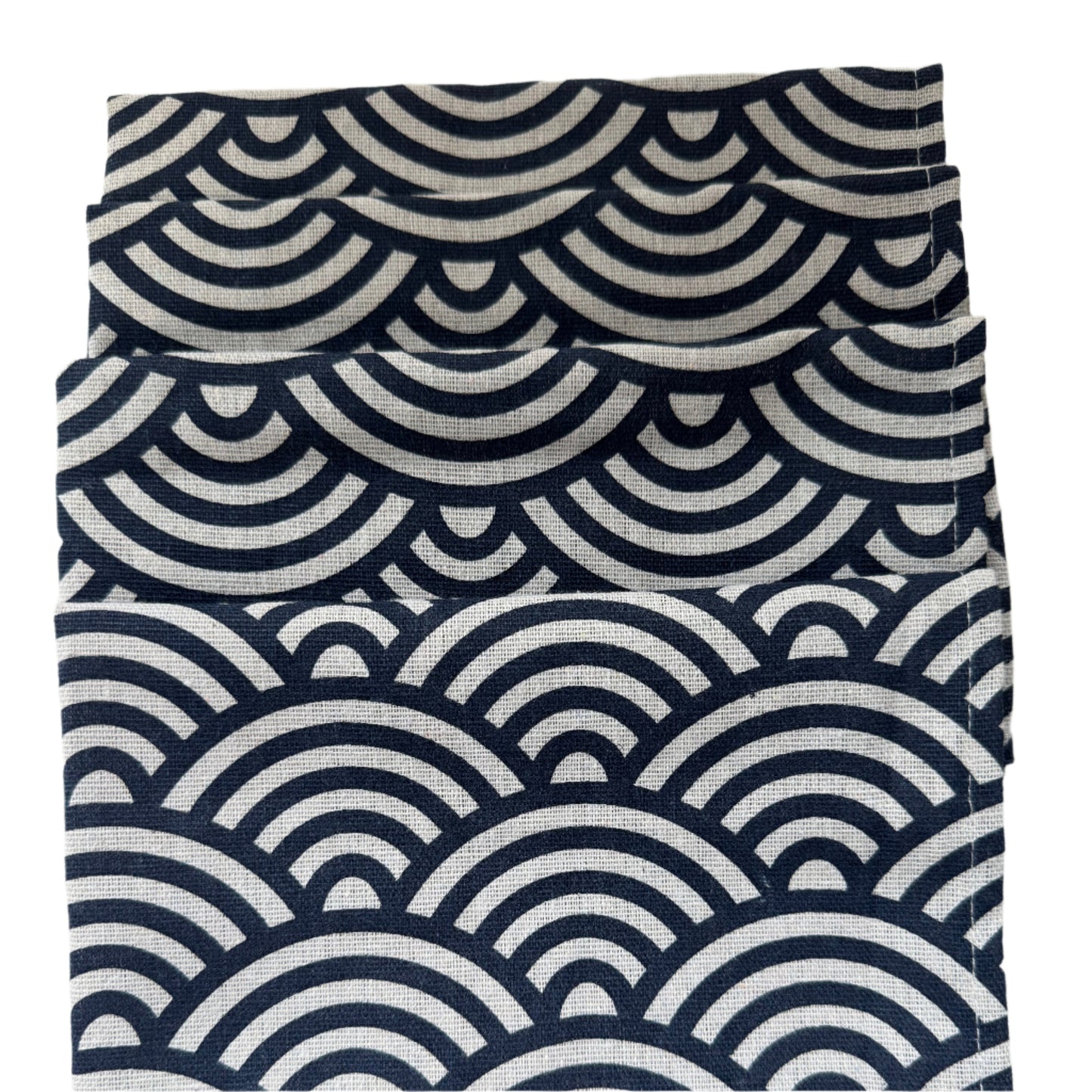 Napkins Japanese 16" x 16" 4 pcs Navy Blue/White Shell