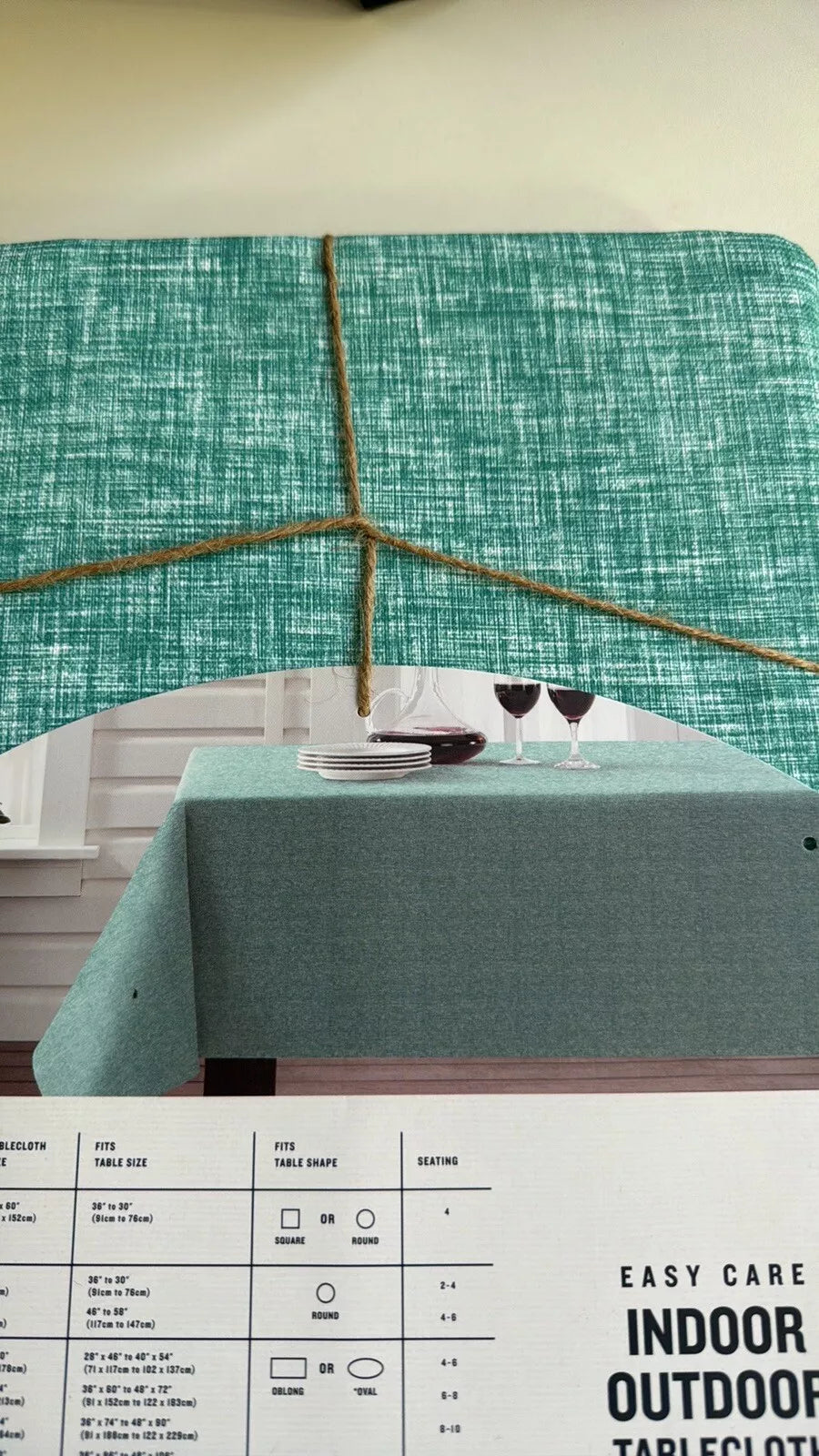 Tablecloth Woven Cross Dyed 60" x 84" | Water & Fade Resistant, Green/Blue