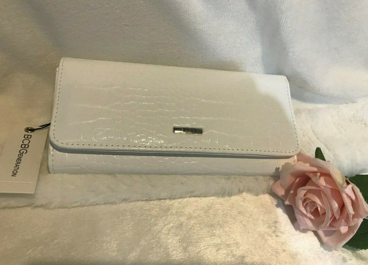BCBG white snake ZAHARA FLAP WALLET