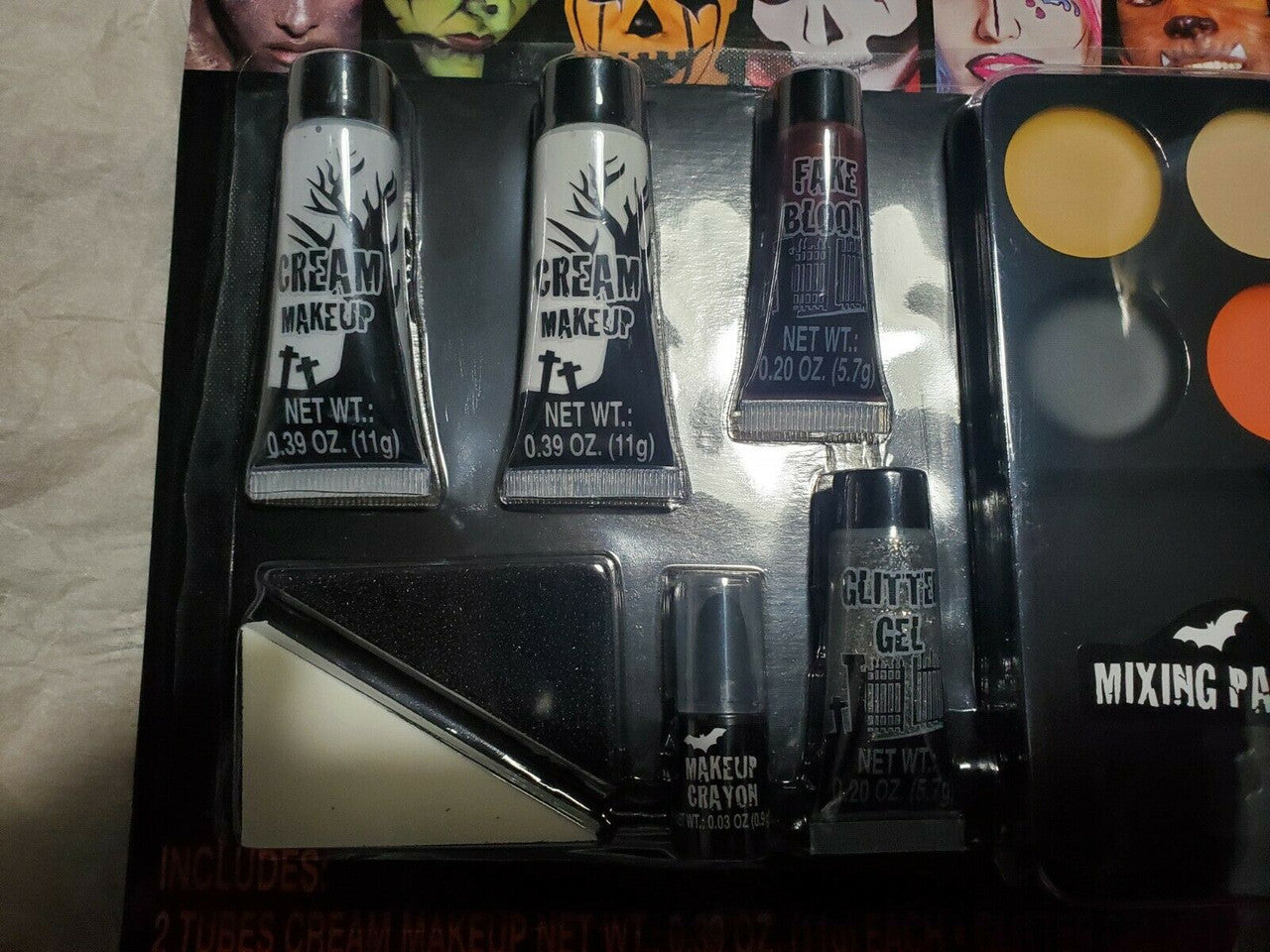 Halloween Deluxe Makeup Kit Grease Face Paint Blood Glitter Gel & HAIR CHALK