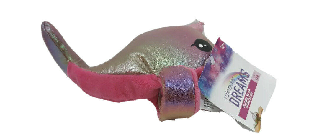 Rainbow Dreams Pink/ Multicolored Light-Up Plush Slap Bracelet Pink Narwhal