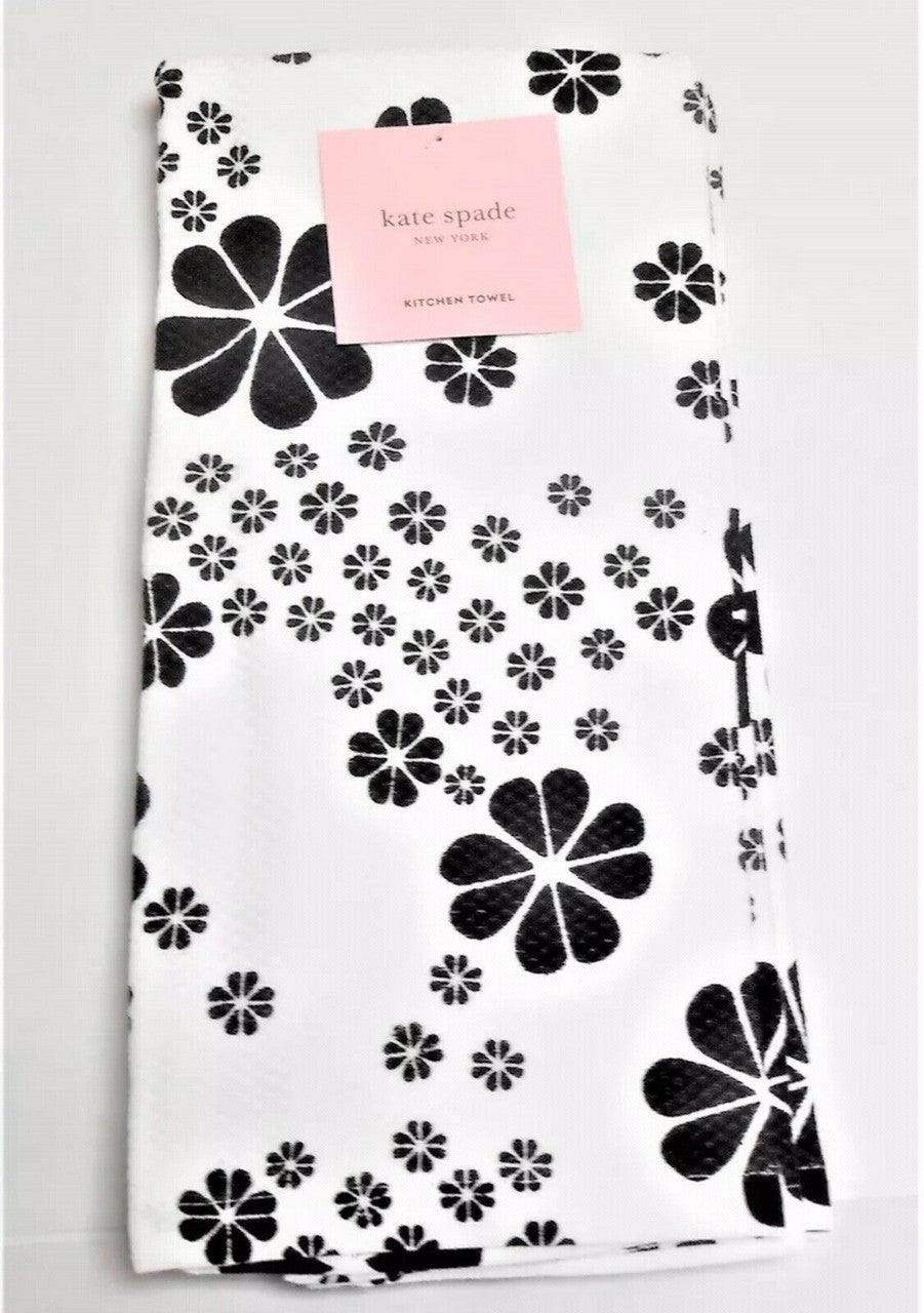 Kate Spade Black Flowers on White Background 2 Piece Set Kitchen Tea Dish Towel
