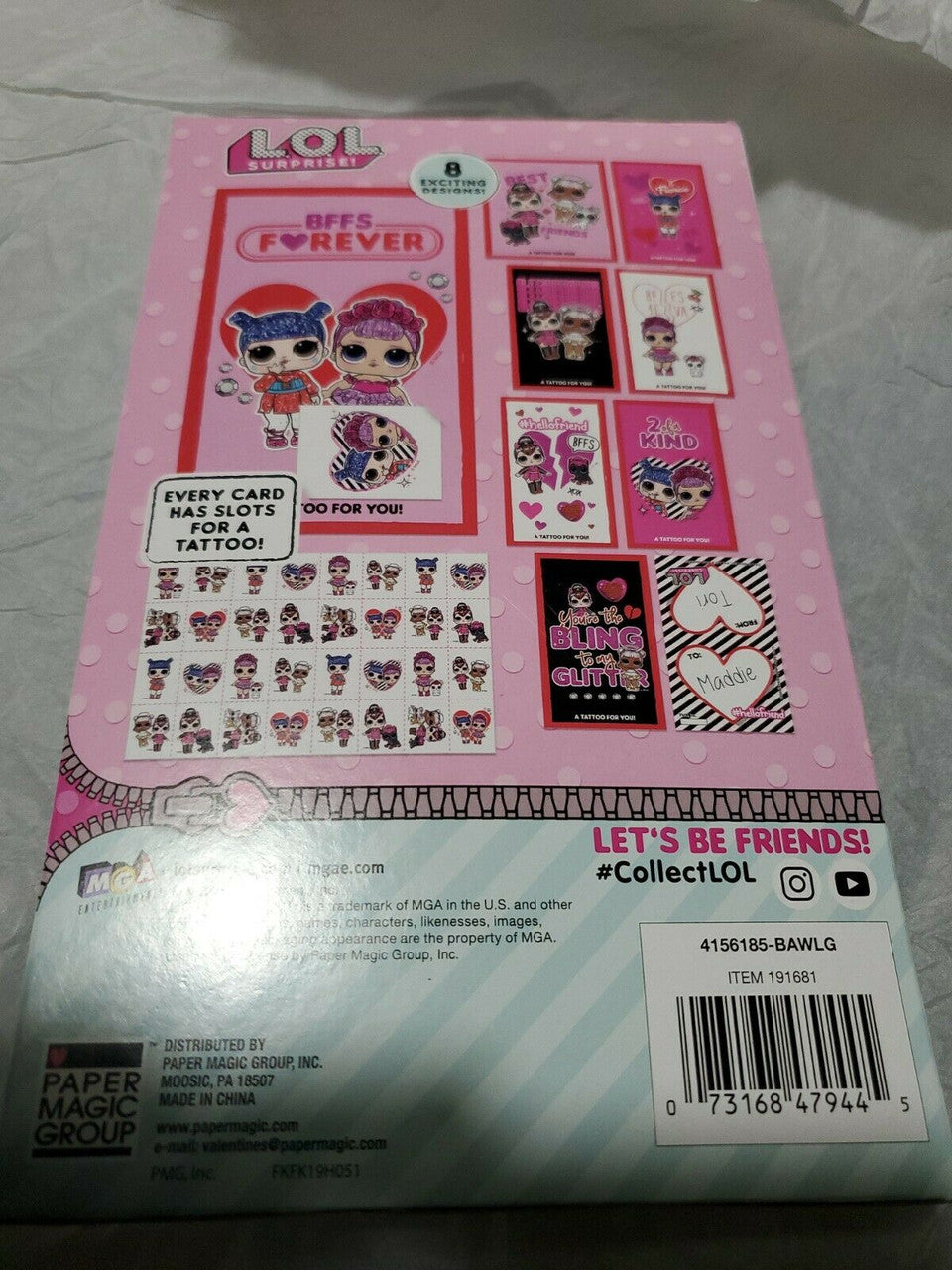 L.O.L. Surprise! 32 Count Valentines Cards With Glitter Tattoos