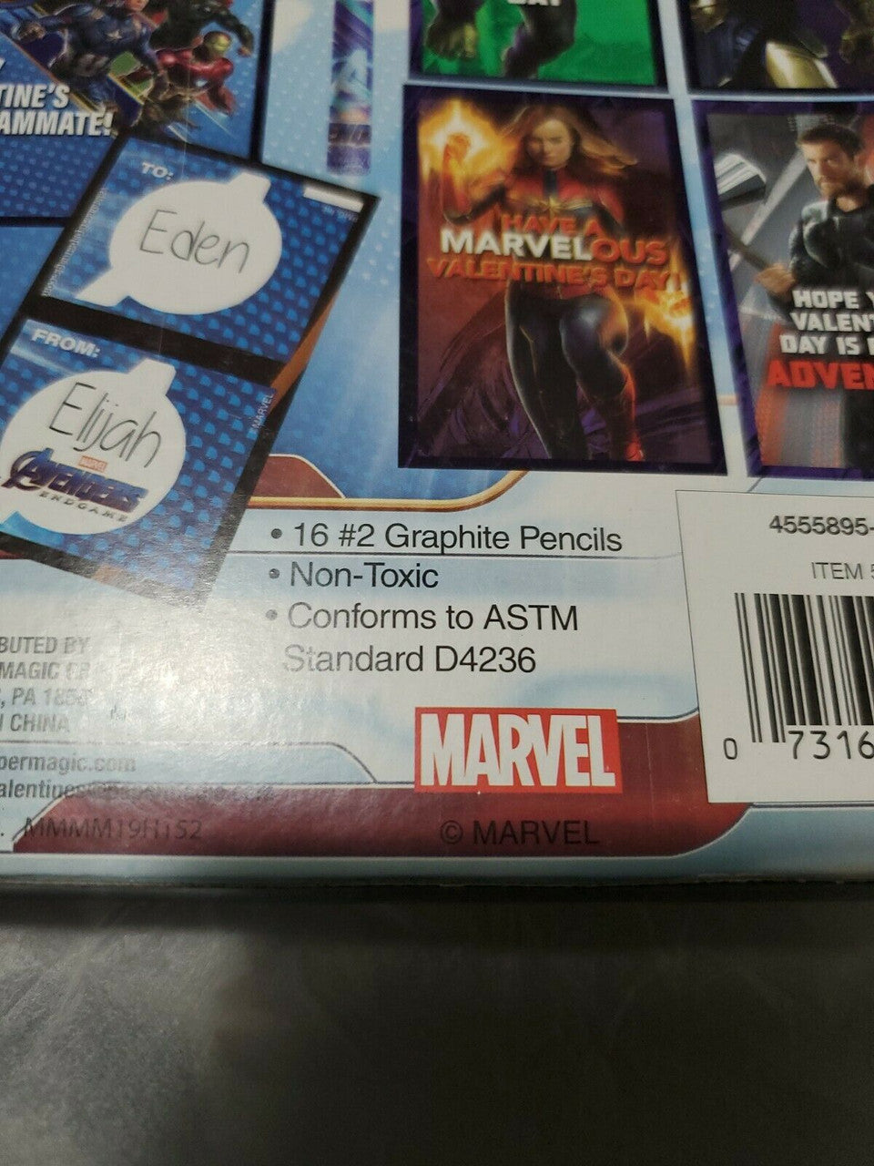 Marvel AVENGERS  Endgame 16 Valentines with 16 Pencils