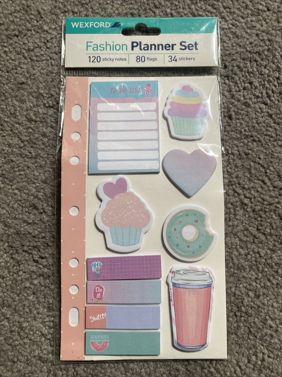 Wexford Fashion Planner Set Lot of 2 Notes,Gold,Coffee,Donuts & Sweets STICKERS!