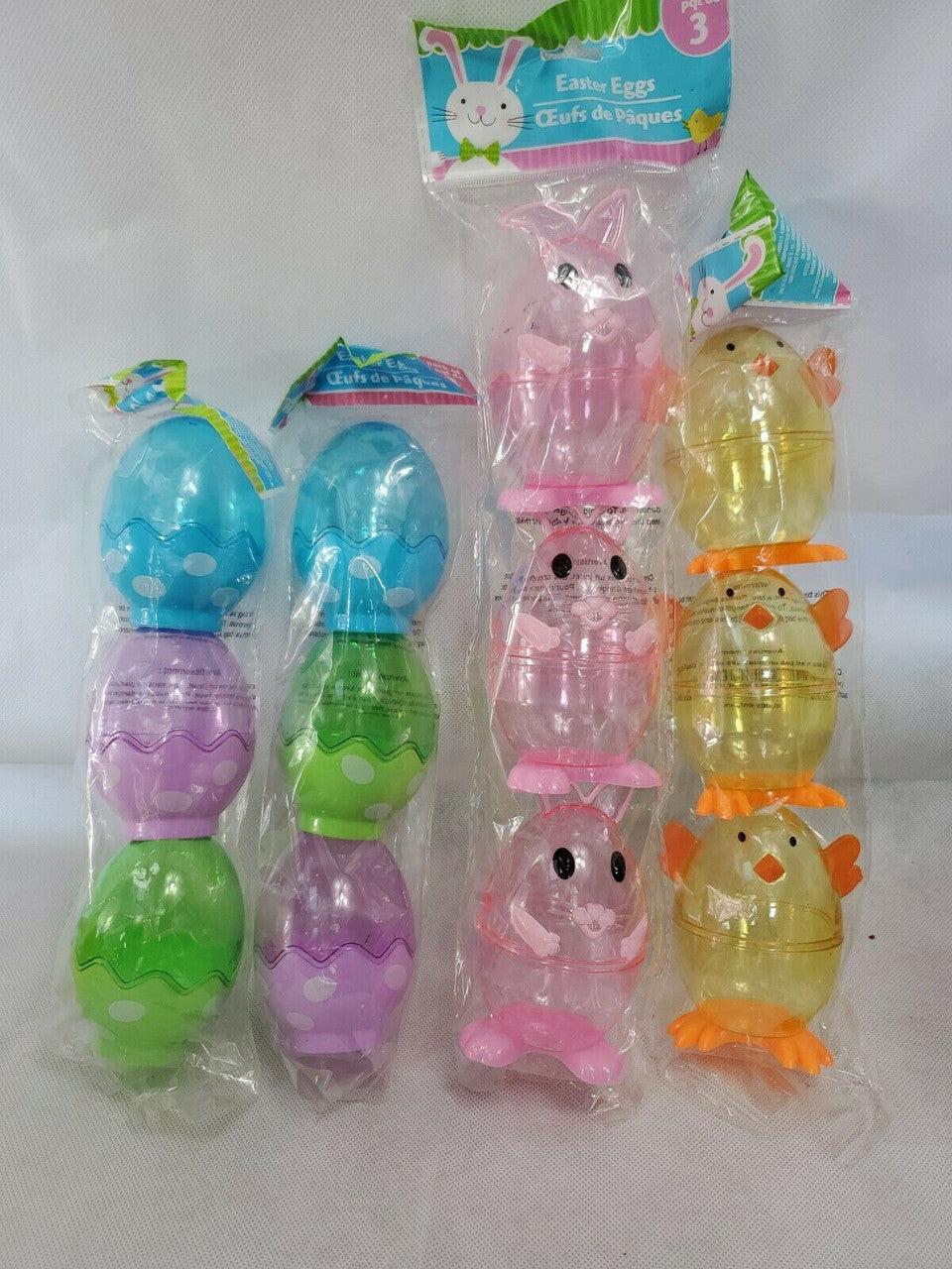 Easter Plastic Eggs Mix Fillable Easter Fun Eggs! Bunny Lot Of 4 packages