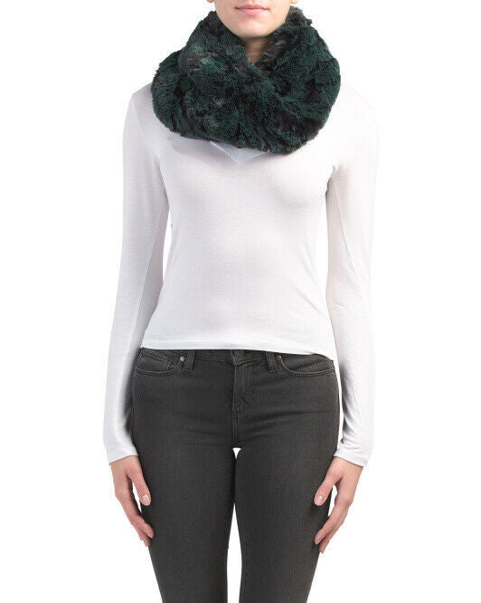 ASPEN Maui Faux Fur Twisted Snood Emerald Black