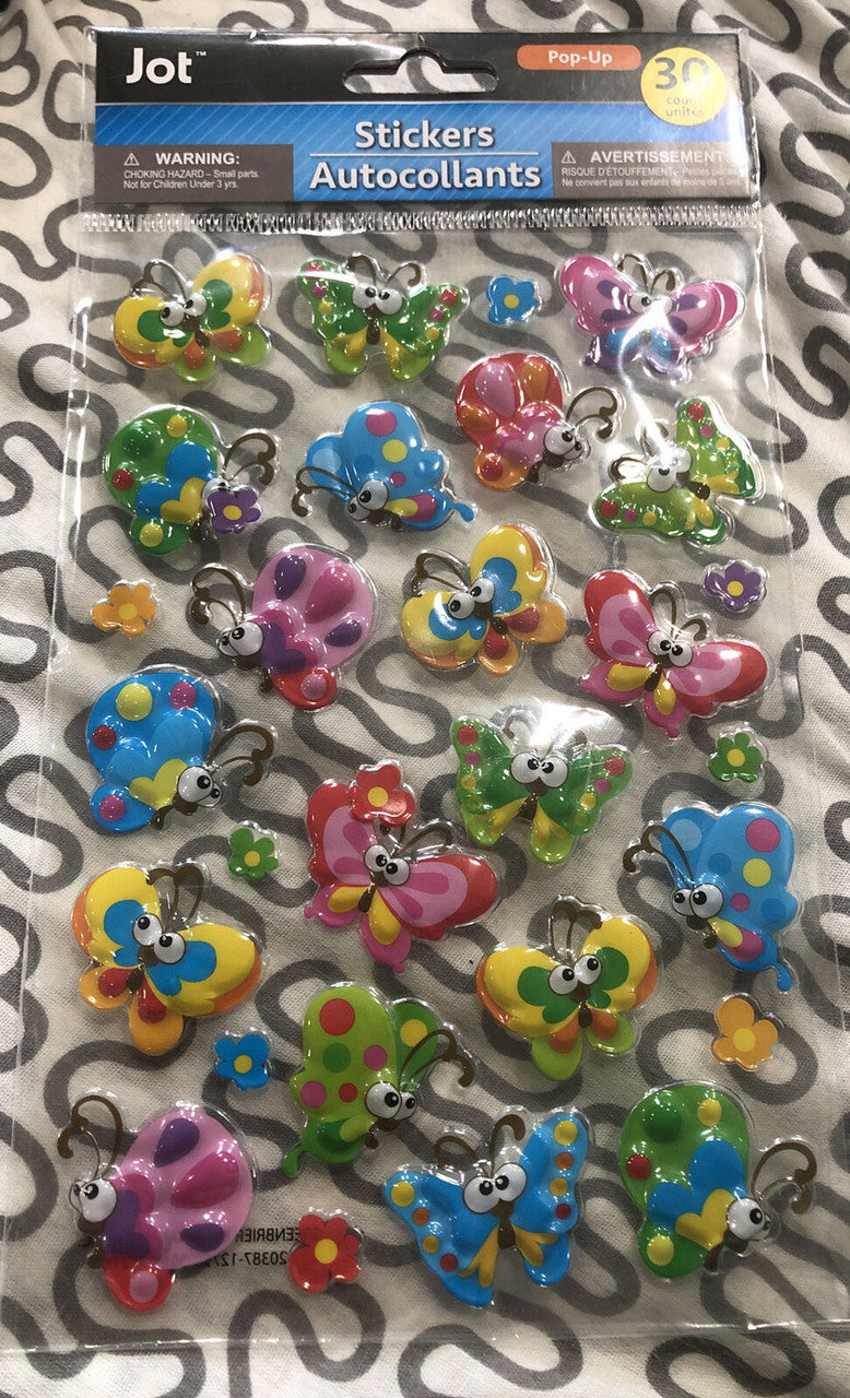 Jot pop-up butterfly stickers 30 count