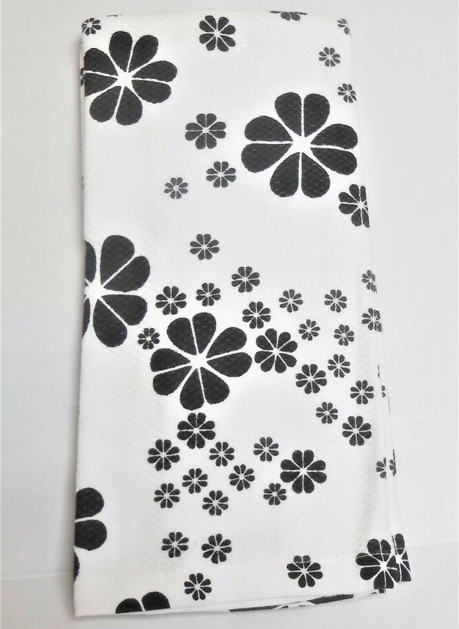 Kate Spade Black Flowers on White Background 2 Piece Set Kitchen Tea Dish Towel