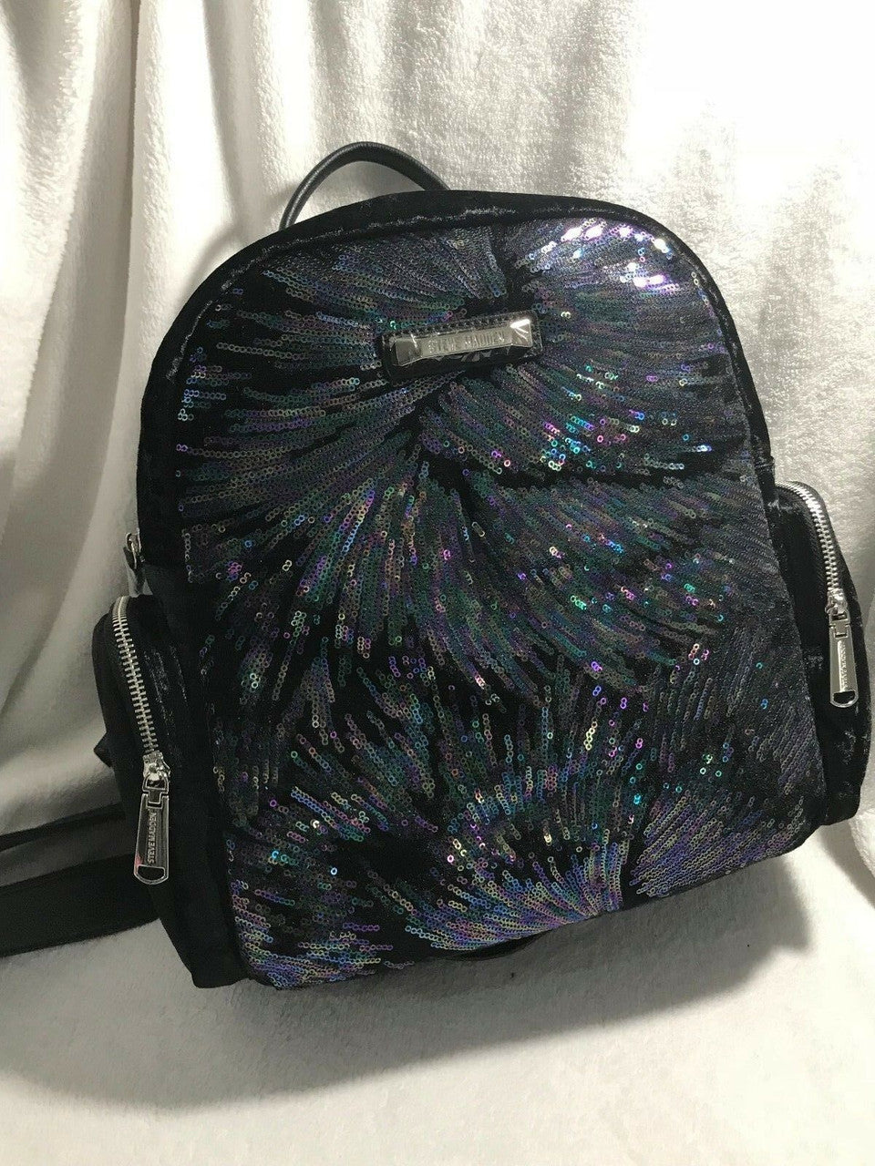 STEVE MADDEN Bfallon Backpack Black Velvet Sequin