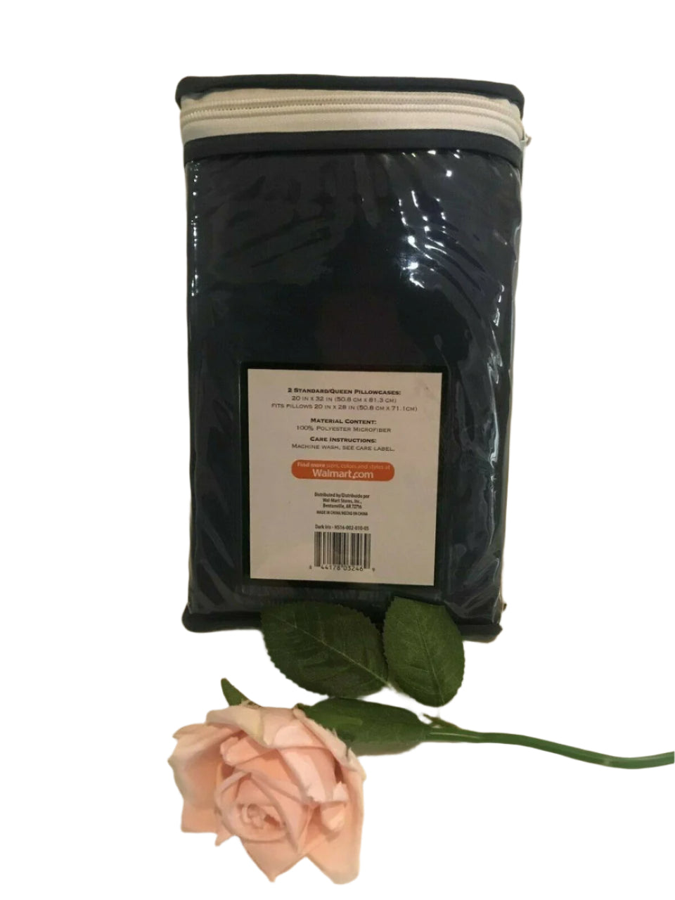 Set of 2 Hotel Style embroidered queen pillowcases in original packaging with flower accent