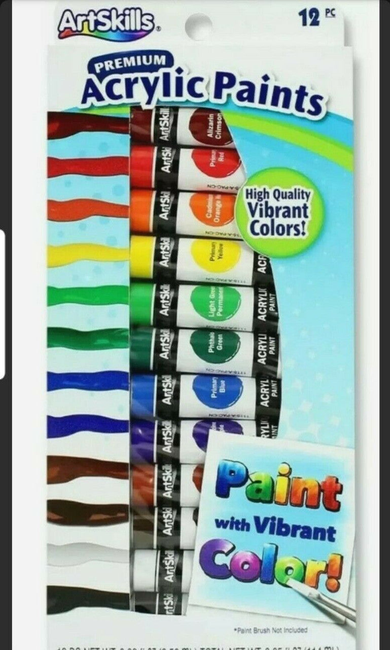 ARTSKILLS Acrylic Paints 12 Piece High Quality Vibrant Colors