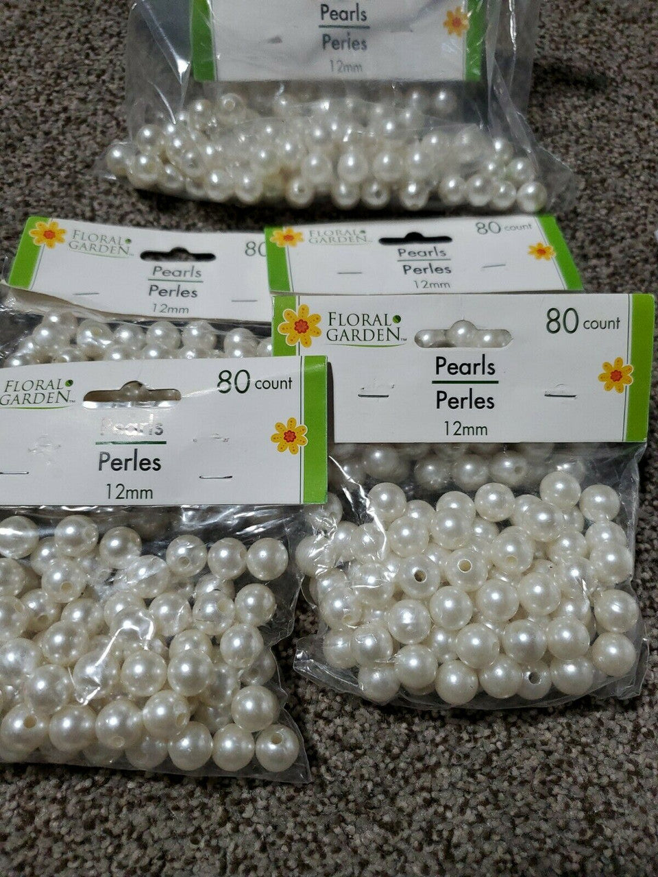 Floral Garden White Pearls  12 mm Round Craft Beads 5 packs  400pc lot