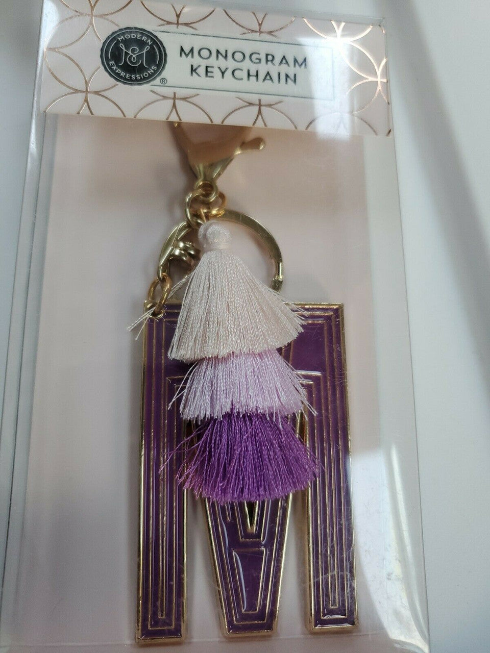Monogram Keychain Modern Expressions Letter M Purple