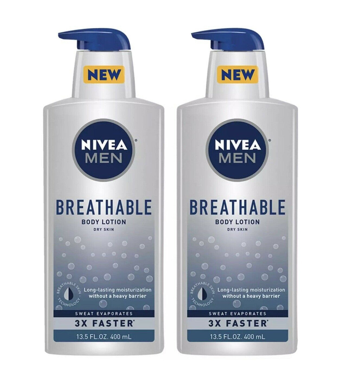 (2) Packs Nivea Men Breathable Body Lotion Dry Skin 13.5 Oz  Each