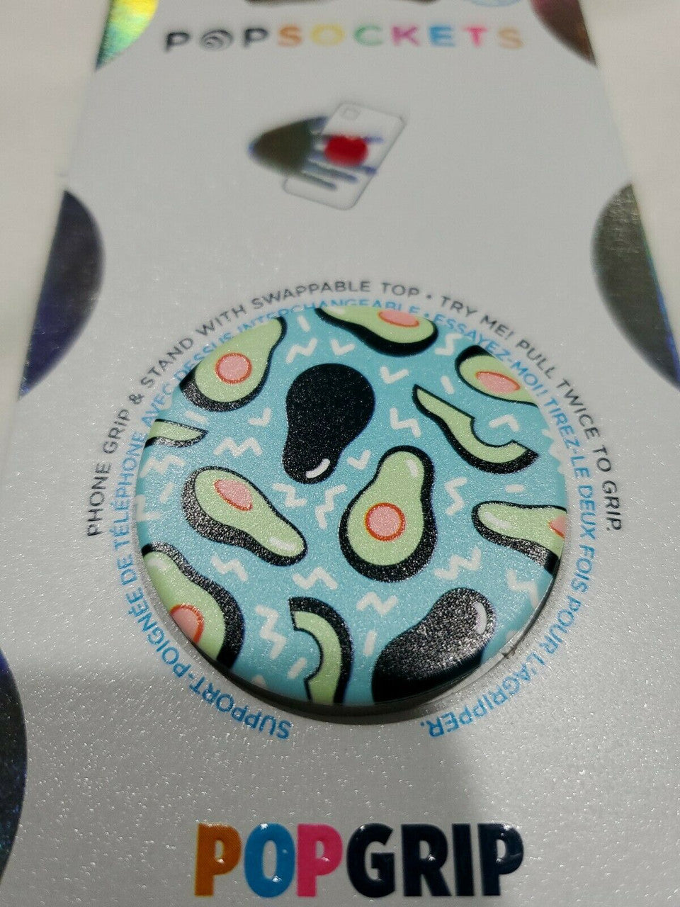 PopSocket Avocado Party Blue Holder Grip PopSocket Swappable Top AUTHENTIC!