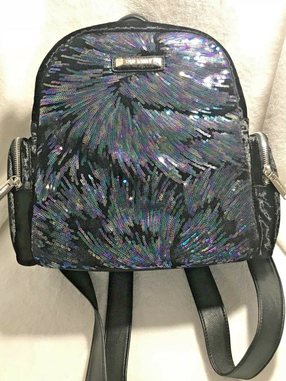 STEVE MADDEN Bfallon Backpack Black Velvet Sequin
