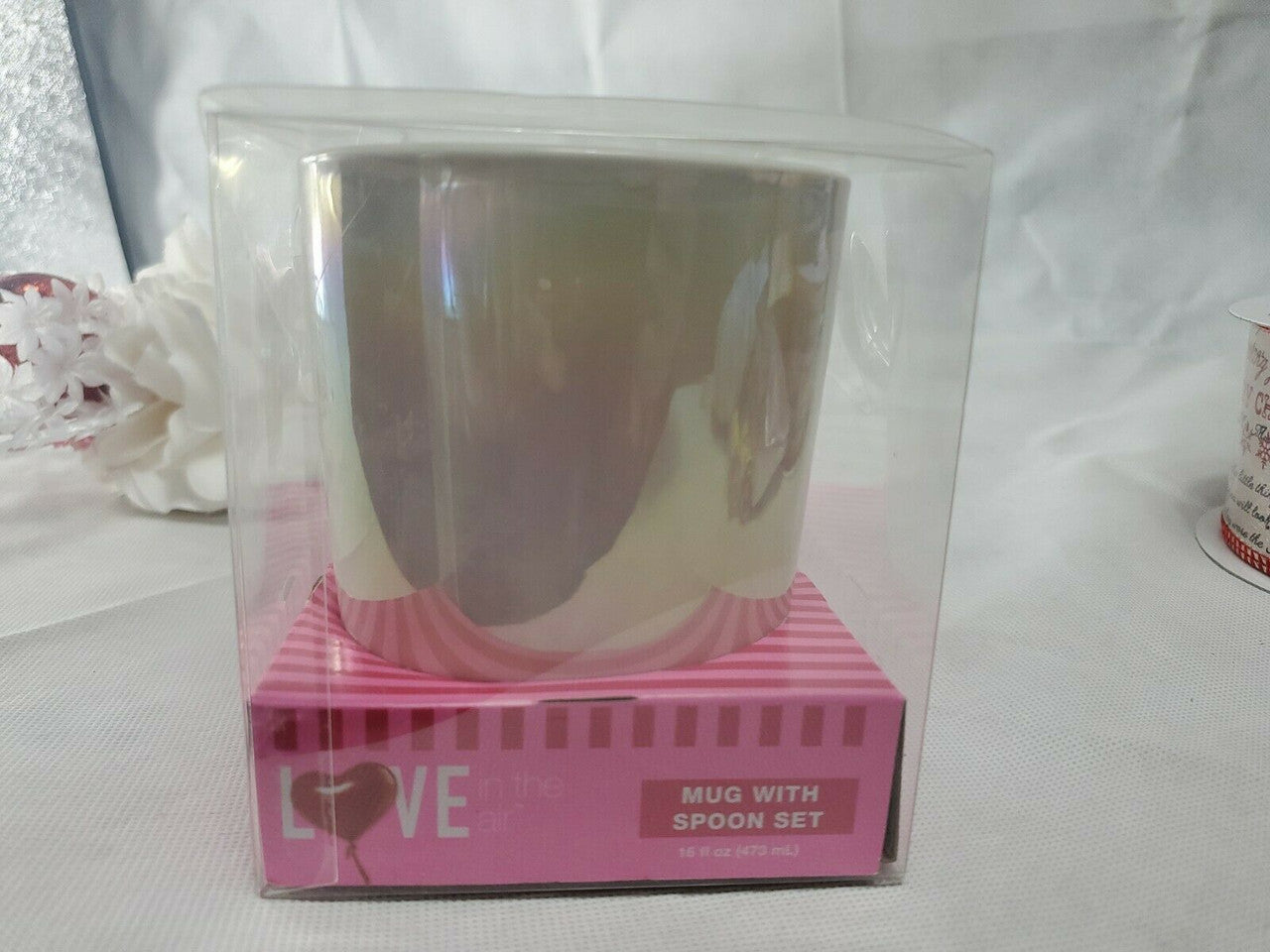 Love Ceramic Mug with Spoon Coffee Tea & Hot Chocolate 16oz Dishwasher safe