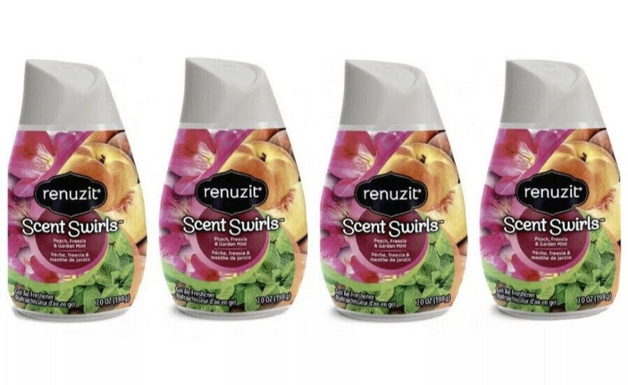 4X Renuzit Scent Swirl Peach Freesia Garden Mint Gel Cone Air Freshener 7oz