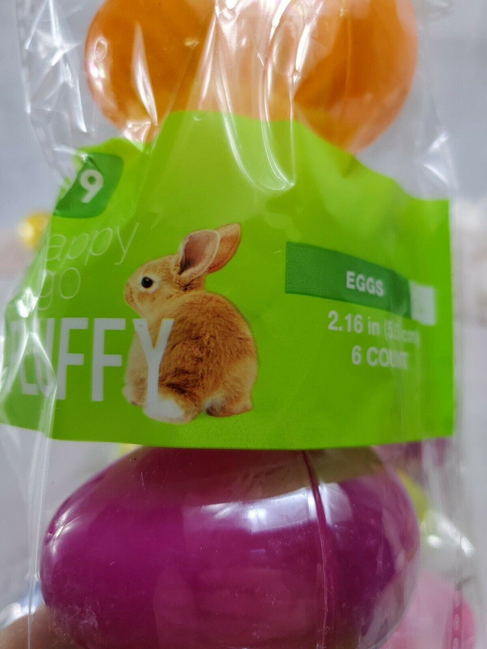 Happy Go Fluffy- 6 Count Large Bright Plastic Easter Eggs 2.16 in Lot of 3 packs