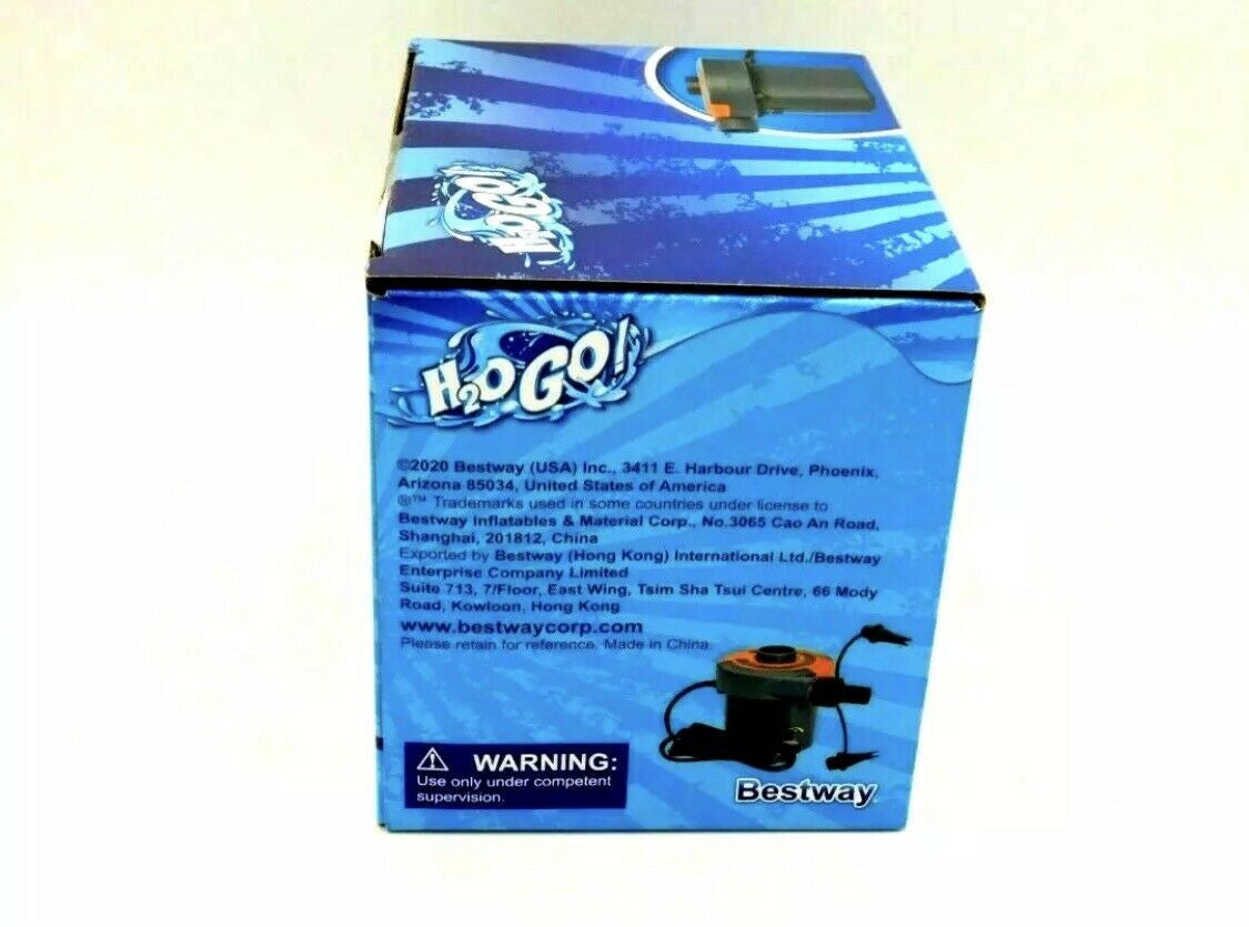 H2O Go Electric AC Air Pump 3 Valve Adaptors Inflates & Deflates Bestway
