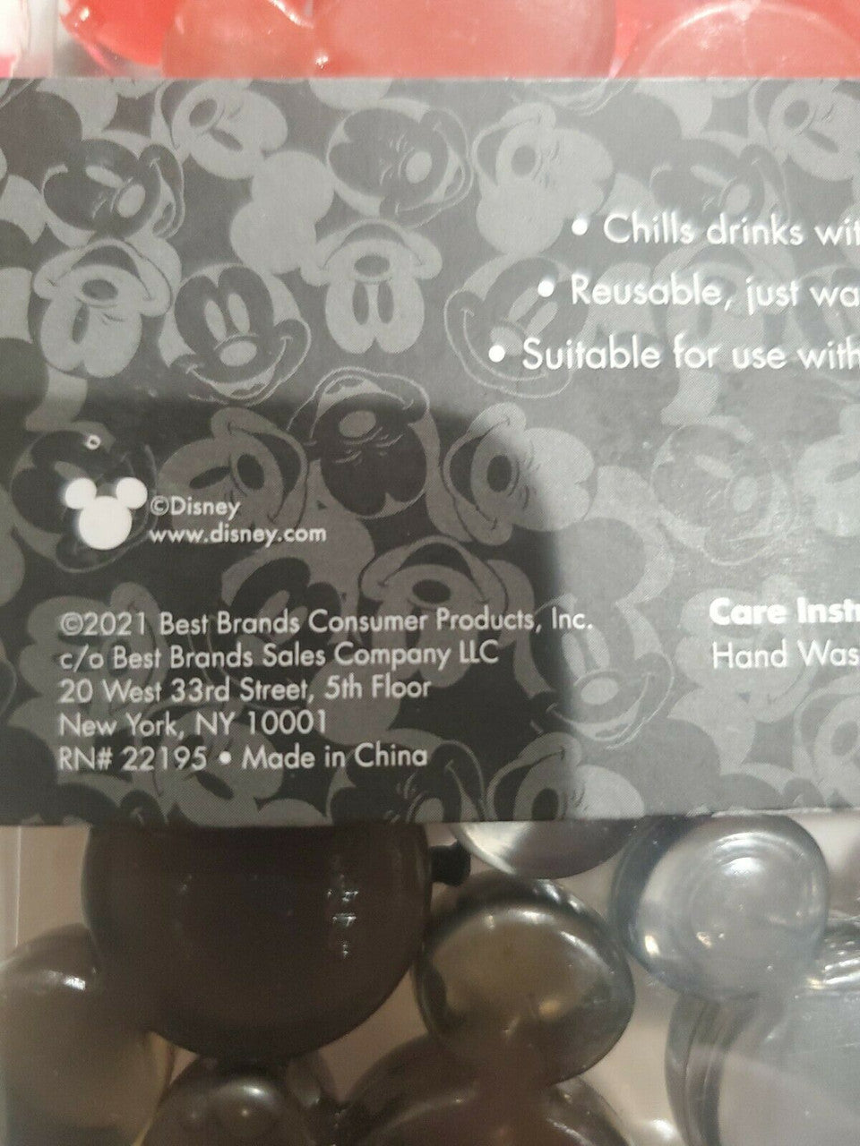 Disney Mickey Mouse Reusable Ice Cubes, 4 packs of 20 Ice Cubes Black & Red