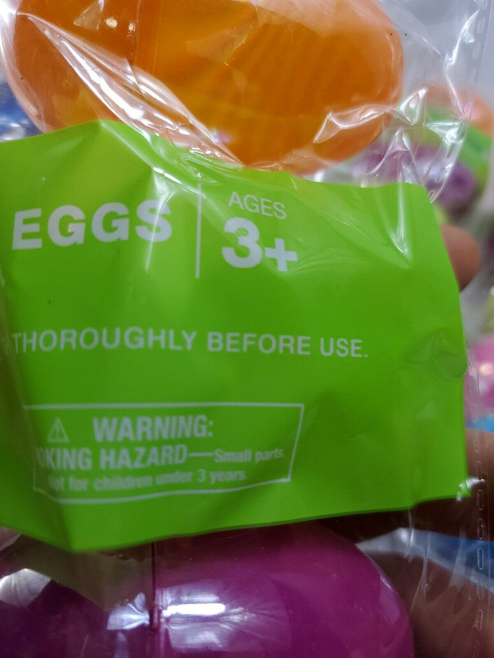 Happy Go Fluffy- 6 Count Large Bright Plastic Easter Eggs 2.16 in Lot of 3 packs