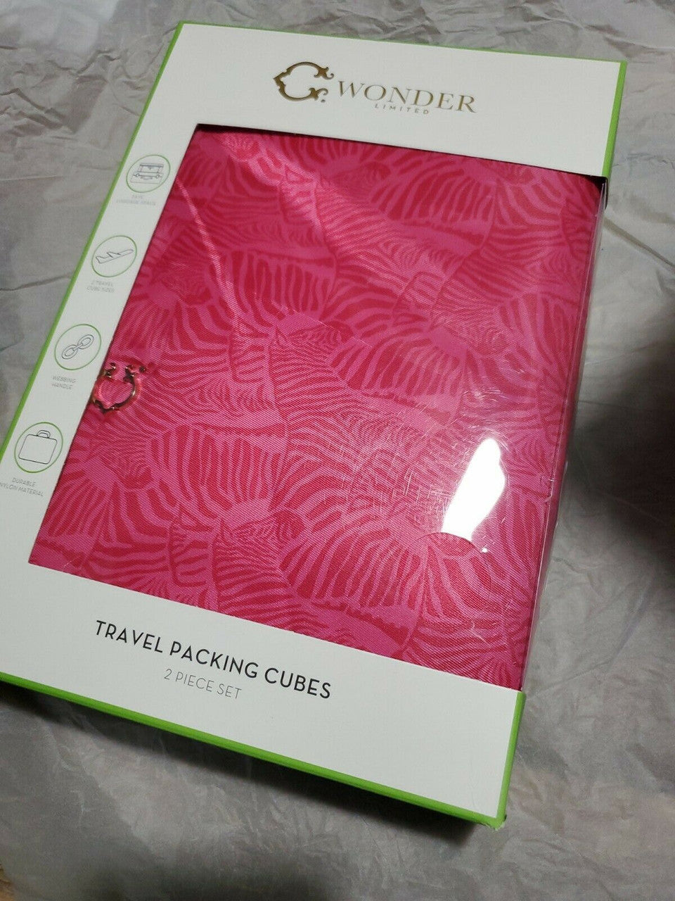 WONDER LIMITED TRAVEL PACKING CUBES  PINK  2 Piece Set