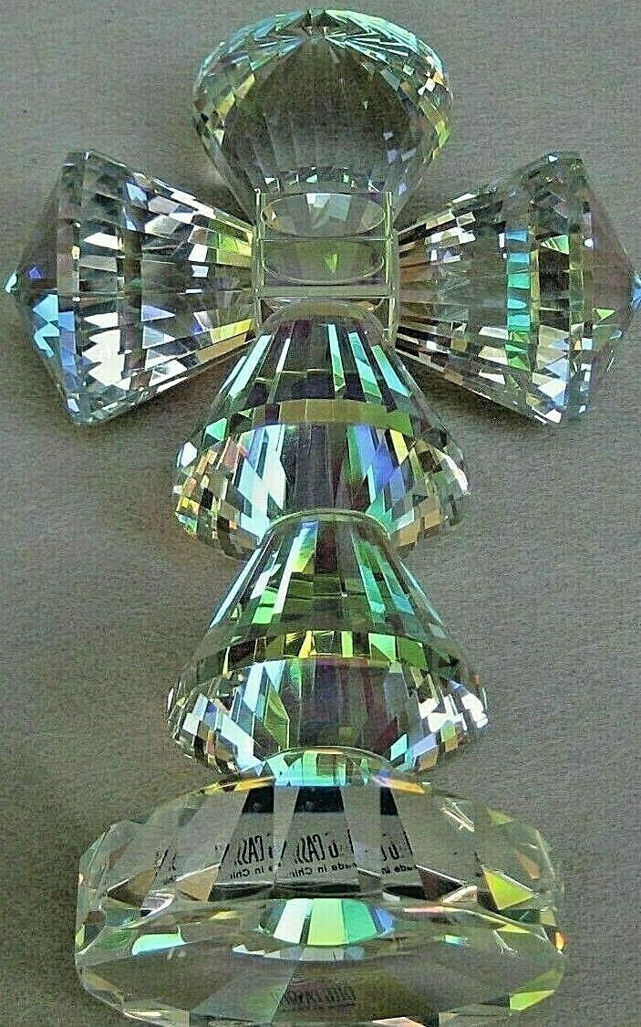 Oleg Cassini Gina Iridescent Hand Cut 5.5" Crystal Cross Elegant Figurine