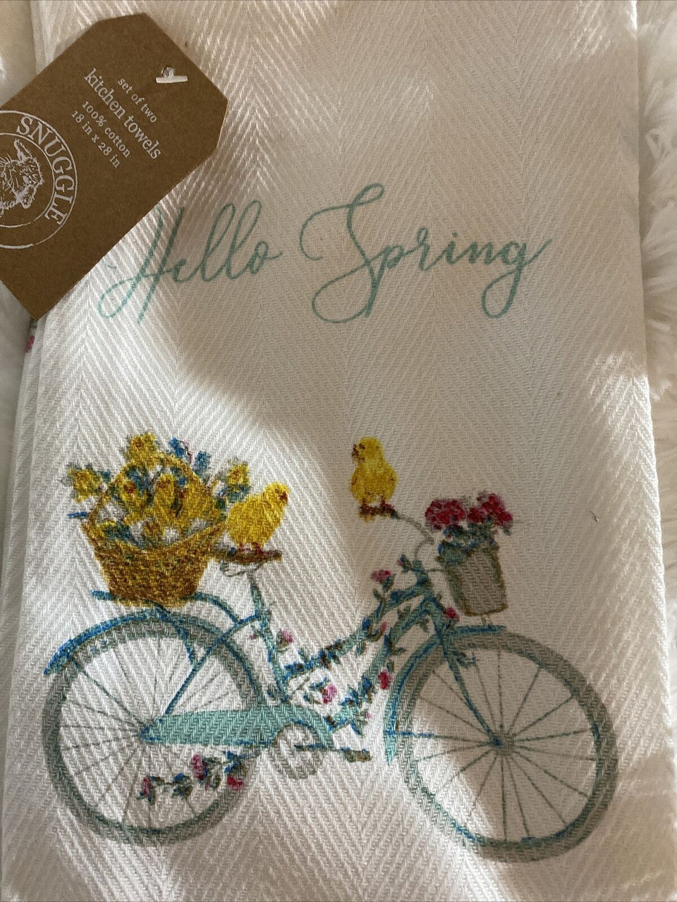 Hello Spring Set Of 2 Towels Snuggle Bunny 18 X 28 Easter
