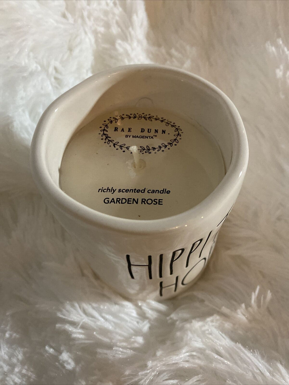 Rae Dunn “Hippity Hop” Ceramic 7.7oz Candle- Easter GARDEN ROSE Richly Scented