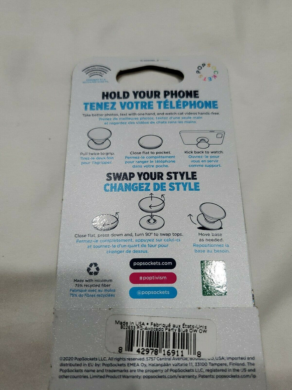 PopSocket Avocado Party Blue Holder Grip PopSocket Swappable Top AUTHENTIC!