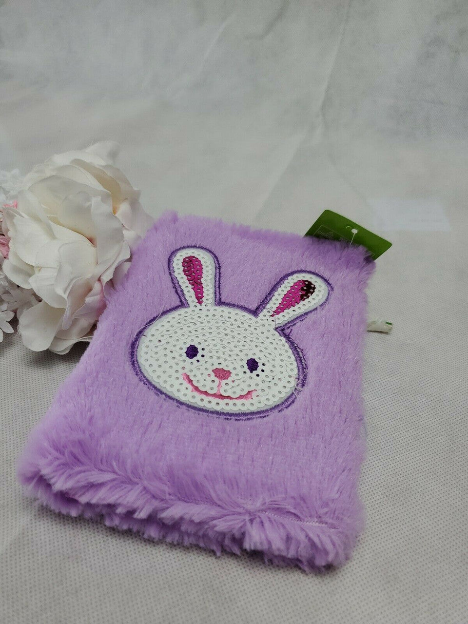 HAPPY GO FLUFFY Fur Puffy Rabbit Journal Kids Notebook Diary 6” Purple