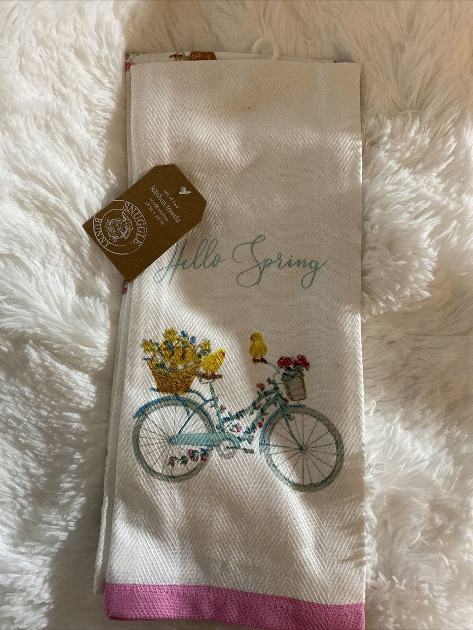 Hello Spring Set Of 2 Towels Snuggle Bunny 18 X 28 Easter