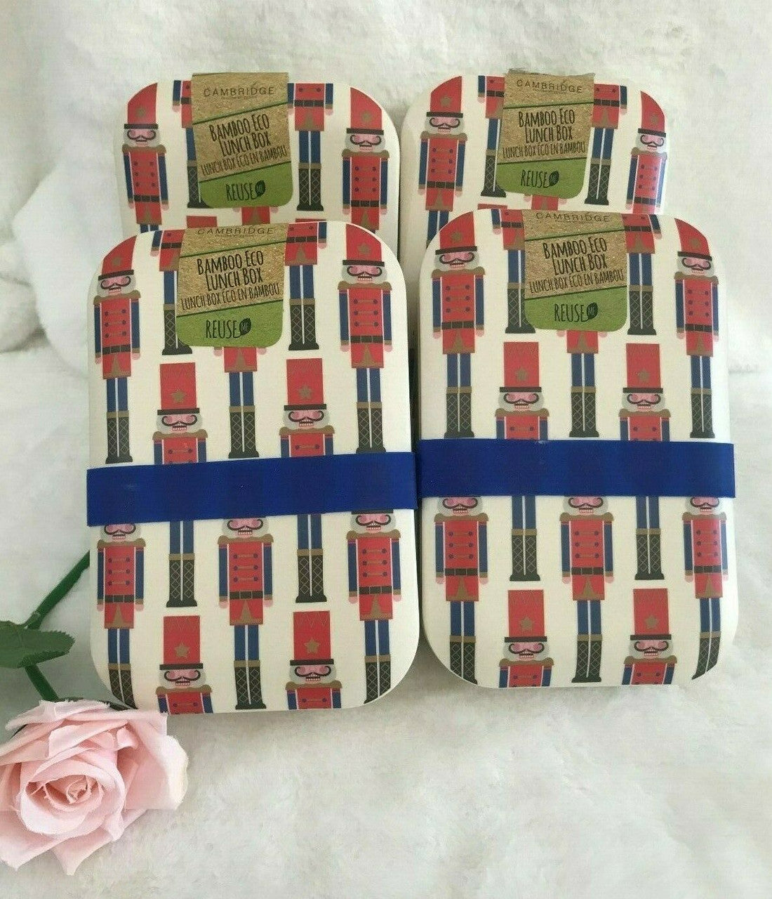 Set of 4 pcs Cambridge Toy Soldier Bamboo Eco Lunch Box REUSE ME