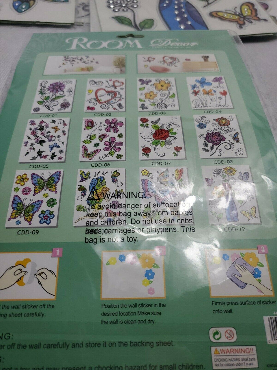 KBI DESIGNS Floral Wall Stickers Room Home Decor Removable LOT OF 10 PACKAGES