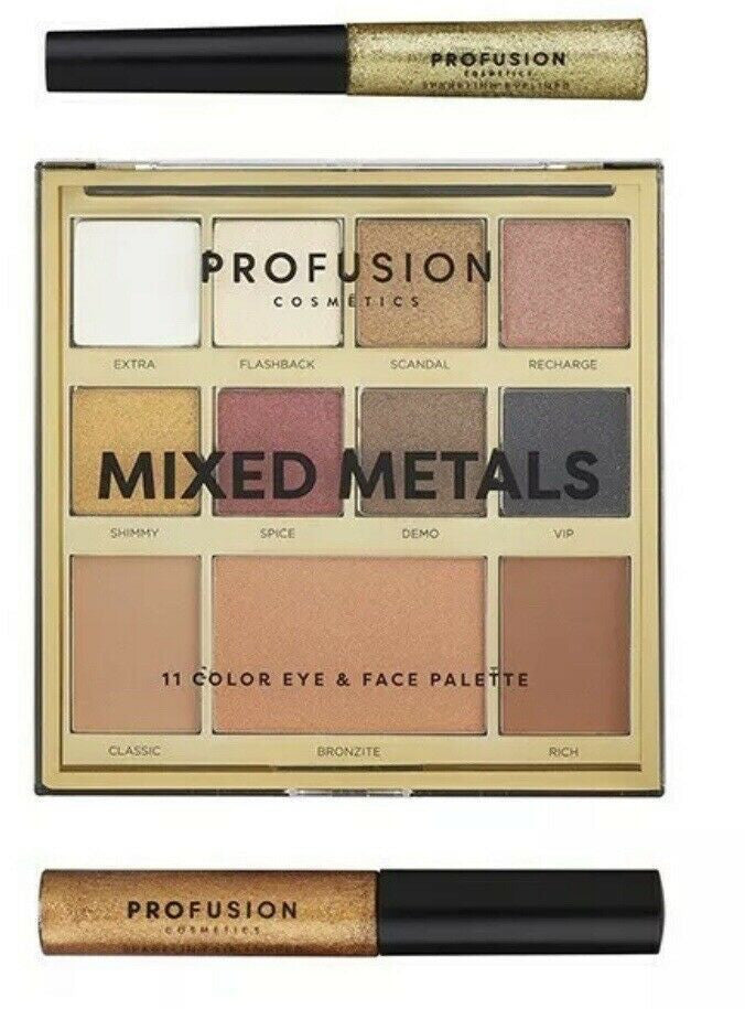 Profusion Cosmetics Gold Chrome 13 Pc Face Kit - 11 Shade Makeup Palette