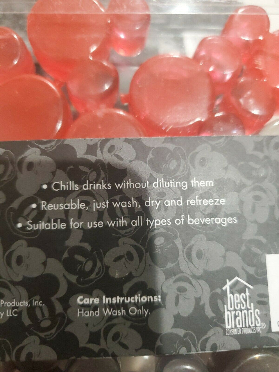 Disney Mickey Mouse Reusable Ice Cubes, 4 packs of 20 Ice Cubes Black & Red