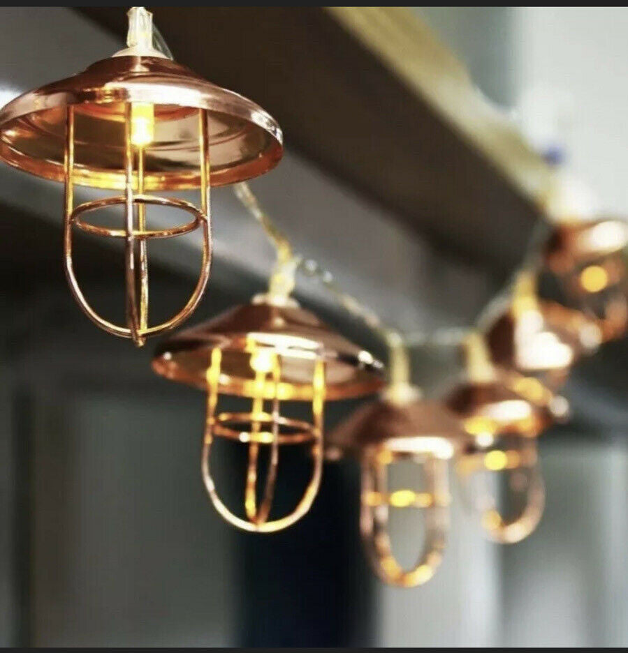 Garden Party Copper Lampshade String Light Set 10 Lights Indoor/Outdoor