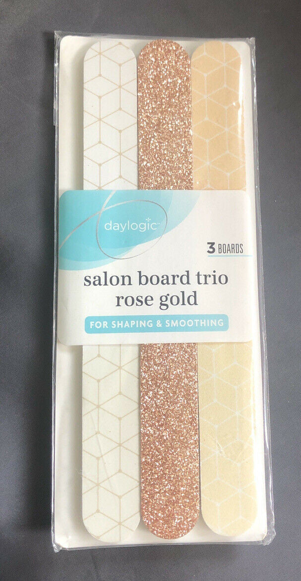 Salon Board Trio 3 Nail Files Rose Gold For Shaping & Smoothing