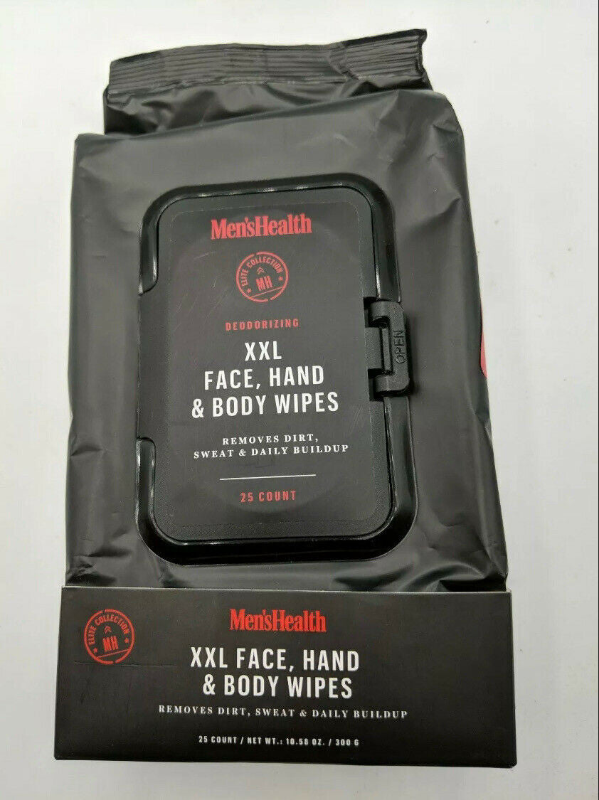 Men’s XXL deodorizing body wipes pack for face, hand, and full-body cleansing—designed to remove dirt, sweat, and odor buildup.
