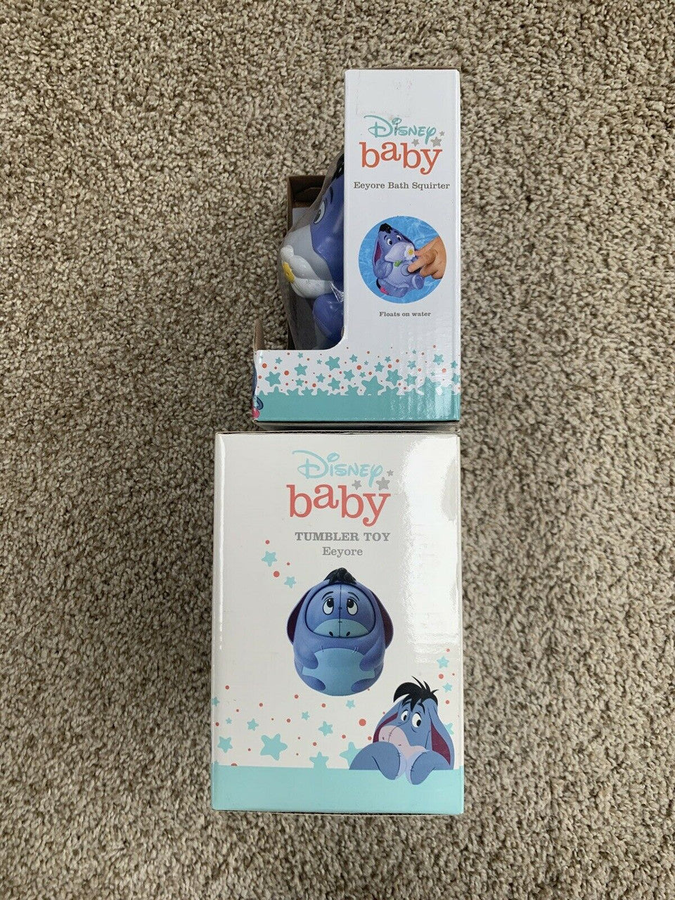 2 Pcs Disney Baby  Eeyore TUMBLER & BATH SQUIRT Toy 6+ & 12+ Months