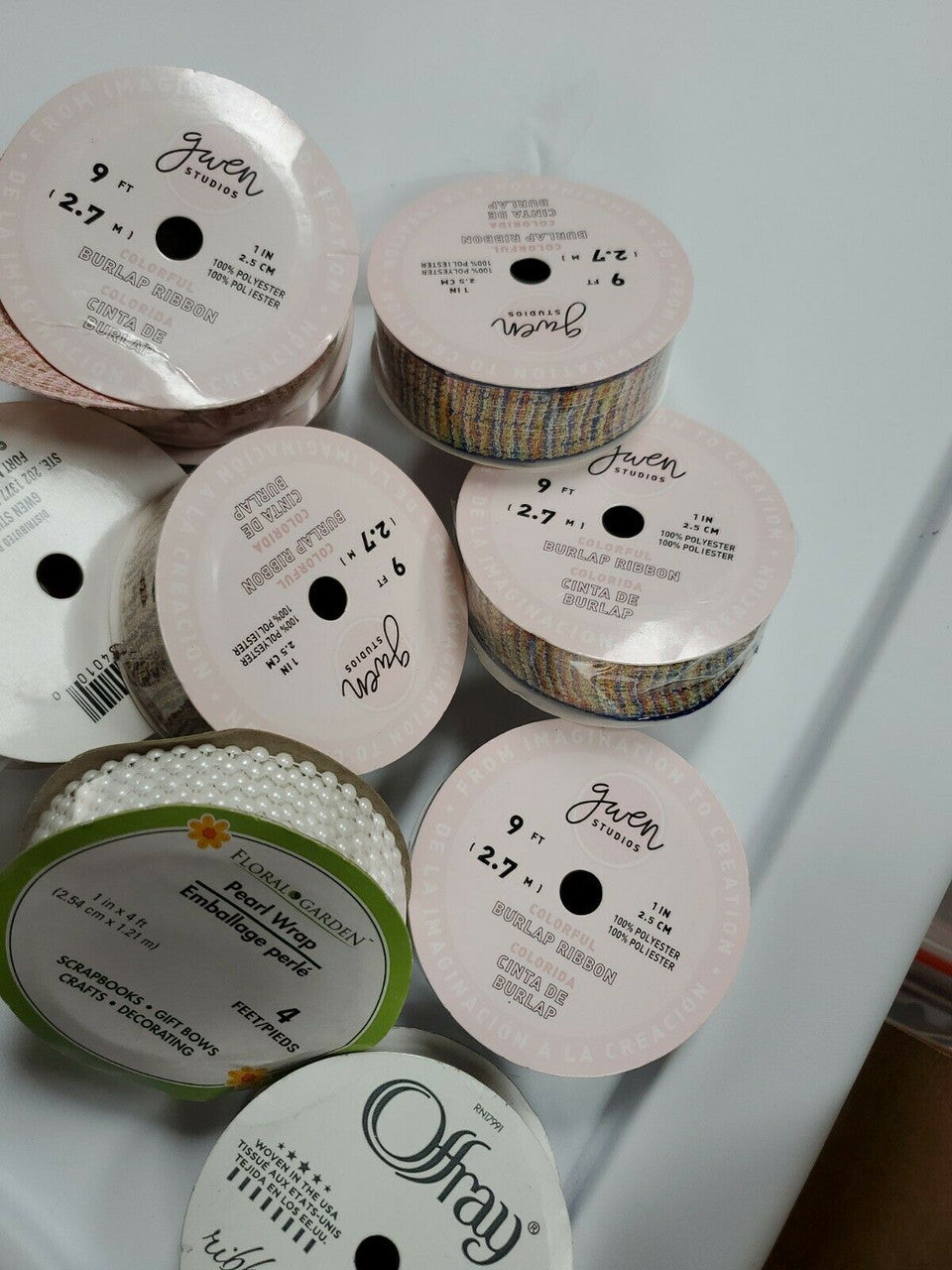 LOT (10) MULTI MIXED RIBBONS  GREAT VALUE  GWEN OFFRAY FLORAL GARDEN