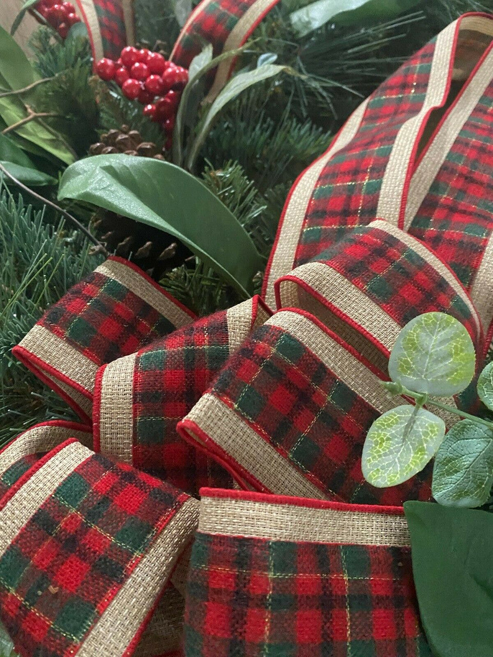 MARTHA STEWART 33" Mixed Floral Plaid Ribbon $299 CLOSEOUT SALE