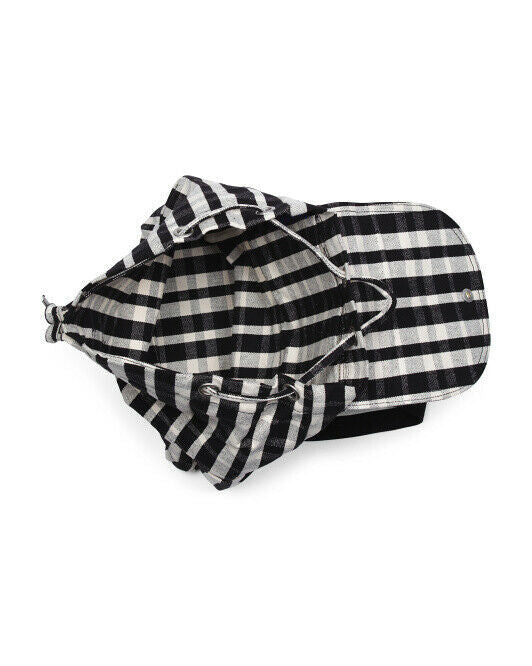 Baggu Unisex Adjustable Canvas Drawstring Backpack Black White