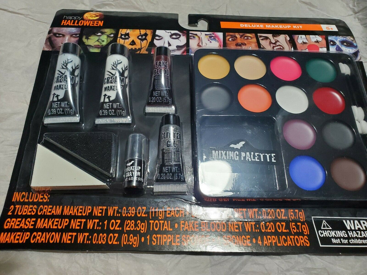 Halloween Deluxe Makeup Kit Grease Face Paint Blood Glitter Gel & HAIR CHALK